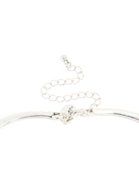 Antique Silver Textured Patterned Adjustable Choker Necklace - link has visual effect only