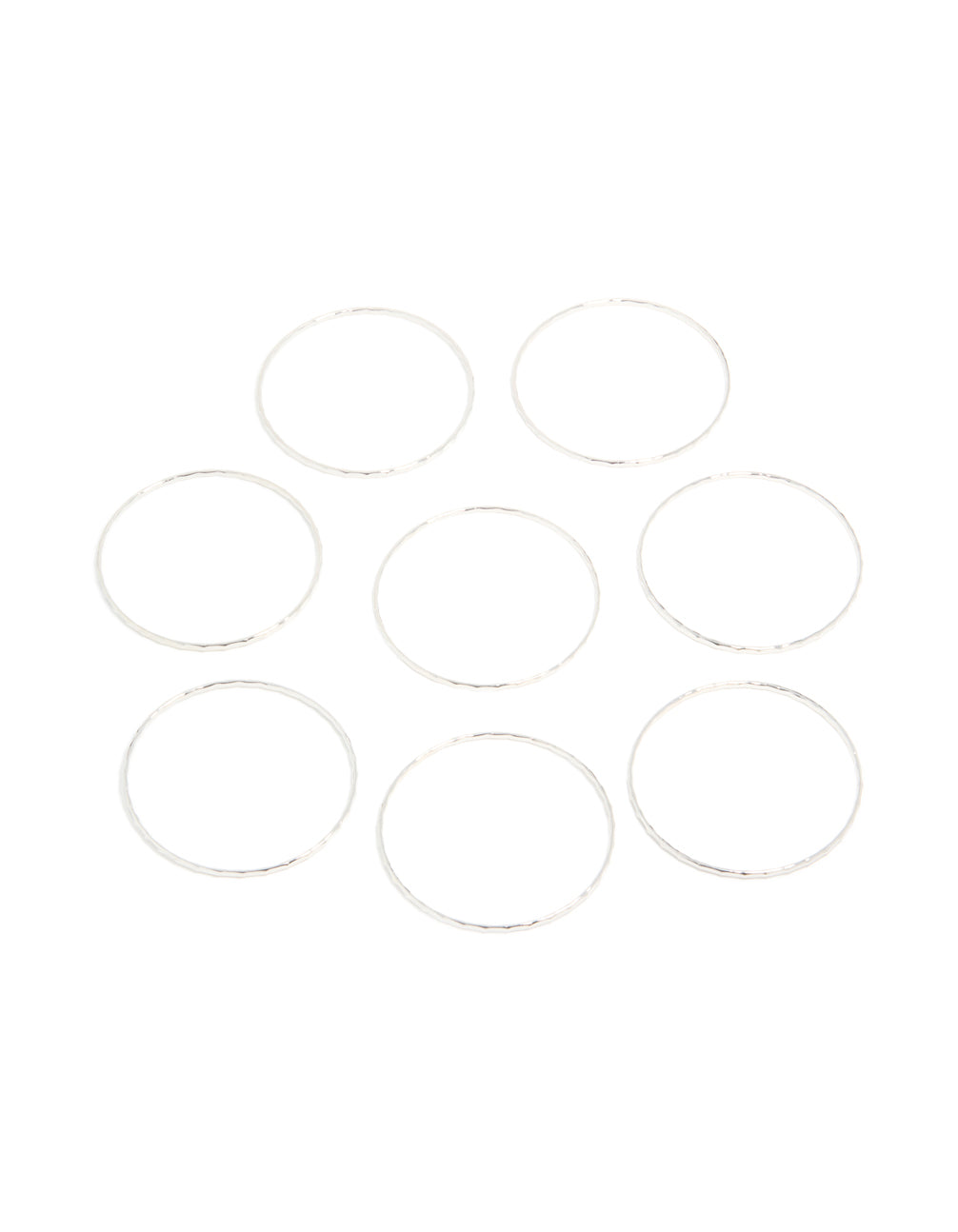 Silver Textured Thin Bangles 8-Pack