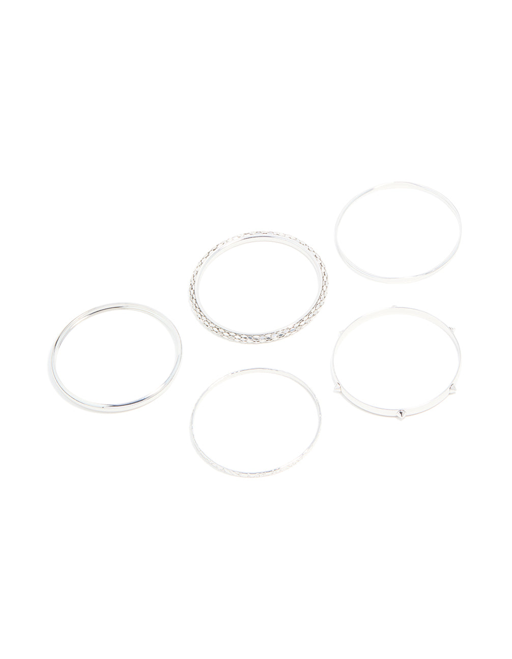 Silver Smooth & Textured Bangles 6-Pack