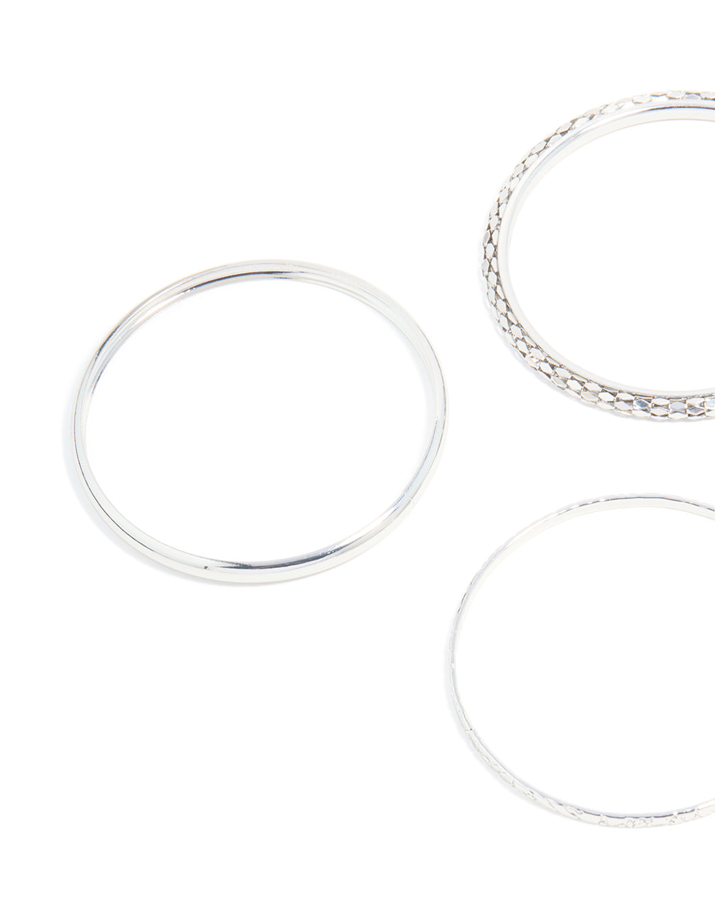 Silver Smooth & Textured Bangles 6-Pack