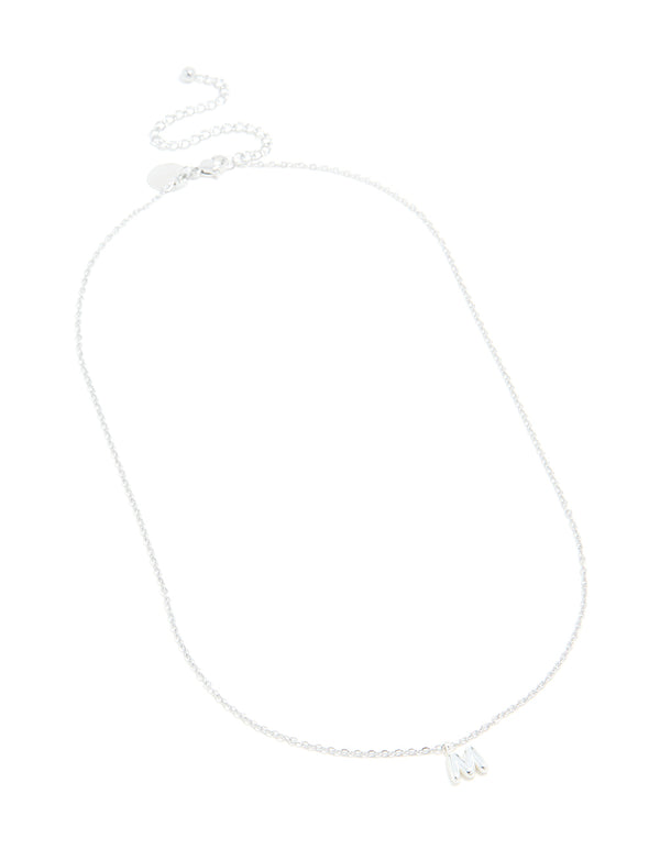 Waterproof Stainless Steel Mini Bubble Letter M Necklace