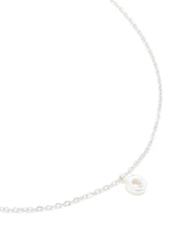 Showcasing a waterproof stainless steel mini bubble letter O necklace with initial pendant in dainty silver close up view - link has visual effect only