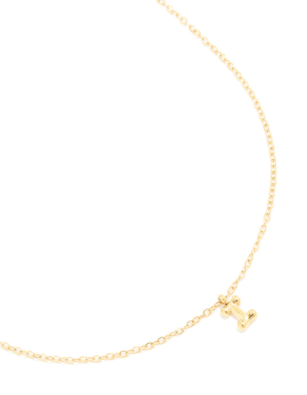 Waterproof Gold Plated Stainless Steel Mini Bubble Letter I Necklace