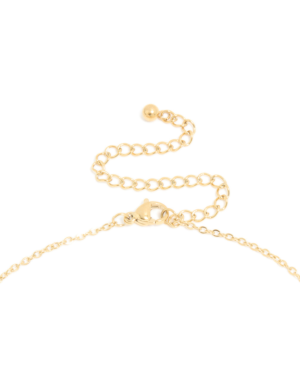 Designed with waterproof initial letter Y necklace in gold plated stainless steel featuring pendant with a dainty style clasp detail view
