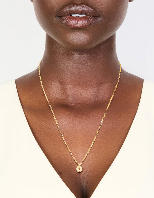 Waterproof Gold Plated Stainless Steel Mini Bubble Letter O Necklace