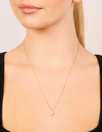 Waterproof Gold Plated Stainless Steel Mini Bubble Letter V Necklace - link has visual effect only