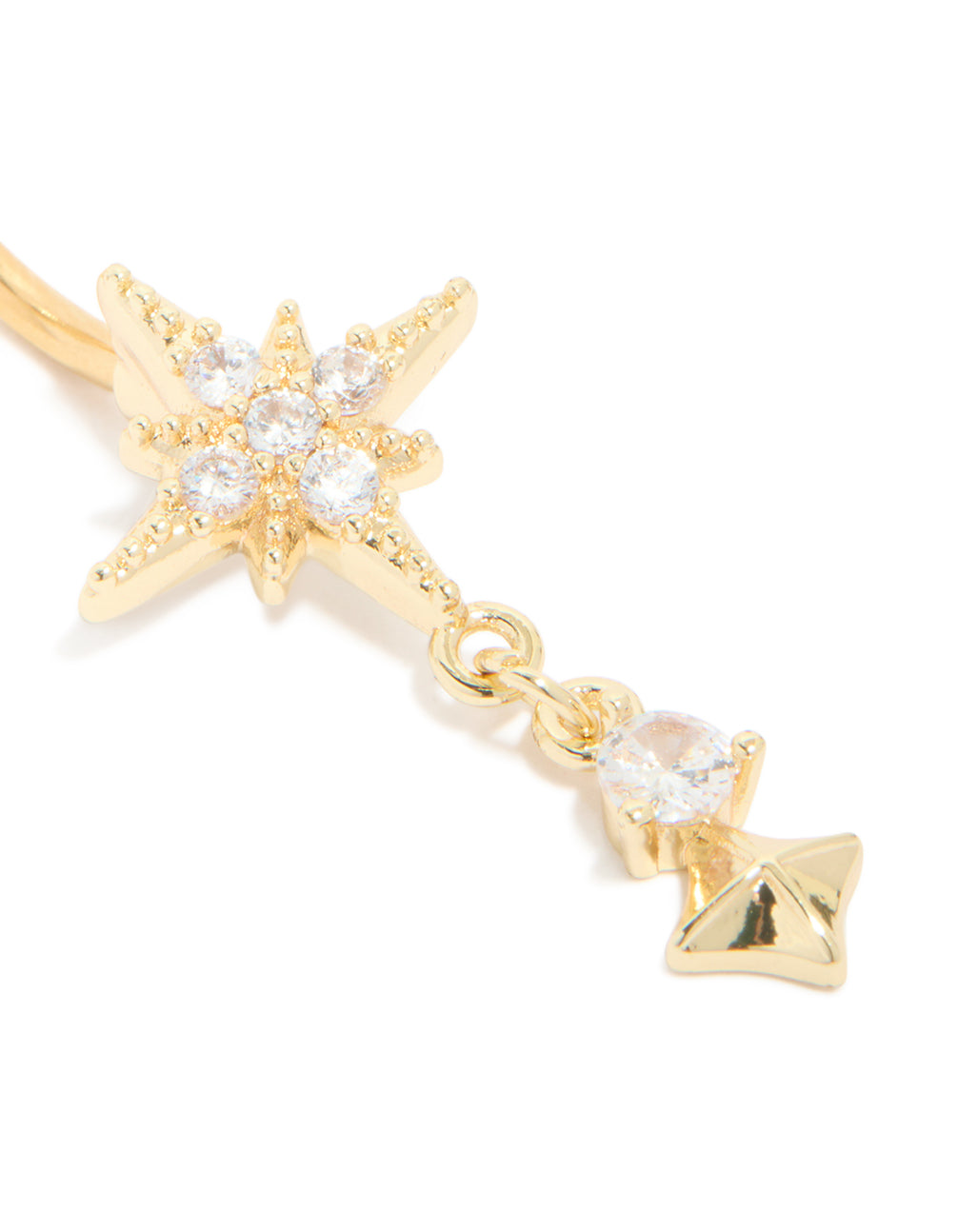 Gold Plated Surgical Steel Celestial Cubic Zirconia Belly Bar