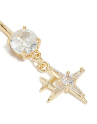 Gold Plated Surgical Steel Cubic Zirconia Celestial Star Belly Bar - link has visual effect only