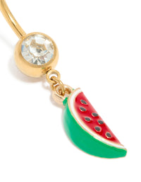 Gold Plated Surgical Steel Watermelon Drop Belly Bar - link has visual effect only