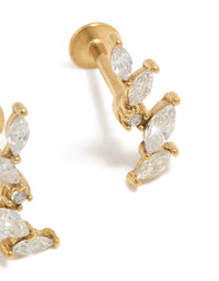 Gold Plated Surgical Steel Cubic Zirconia Leaf Crawler Flat Back Studs - link has visual effect only