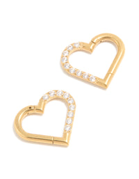 Gold Plated Surgical Steel Cubic Zirconia Fine Heart Sleeper Earrings - link has visual effect only