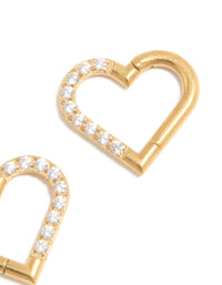 Gold Plated Surgical Steel Cubic Zirconia Fine Heart Sleeper Earrings - link has visual effect only