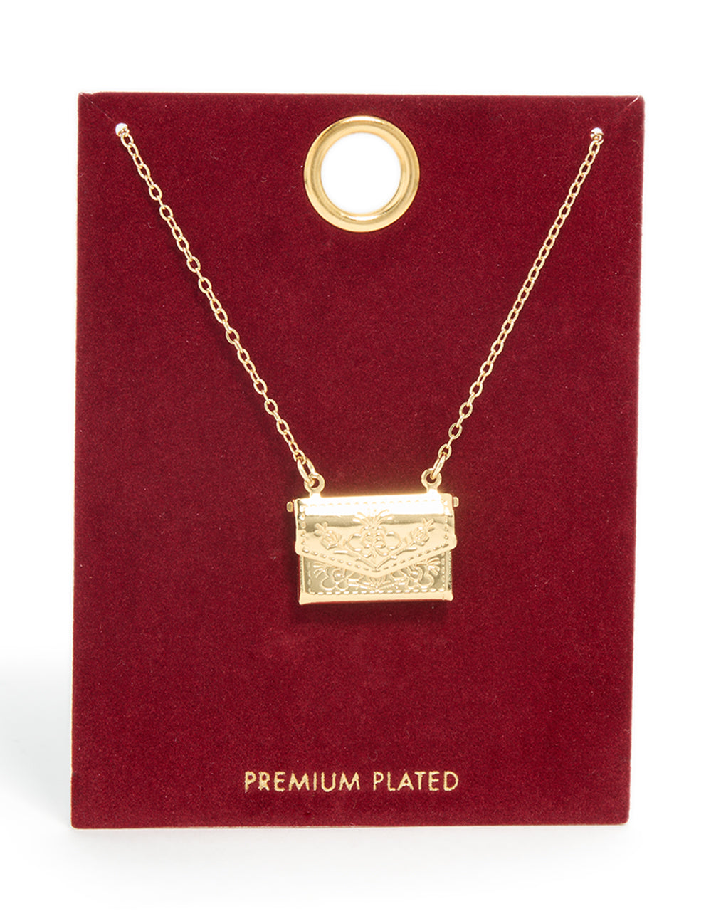 Gold Plated Envelope Message Necklace