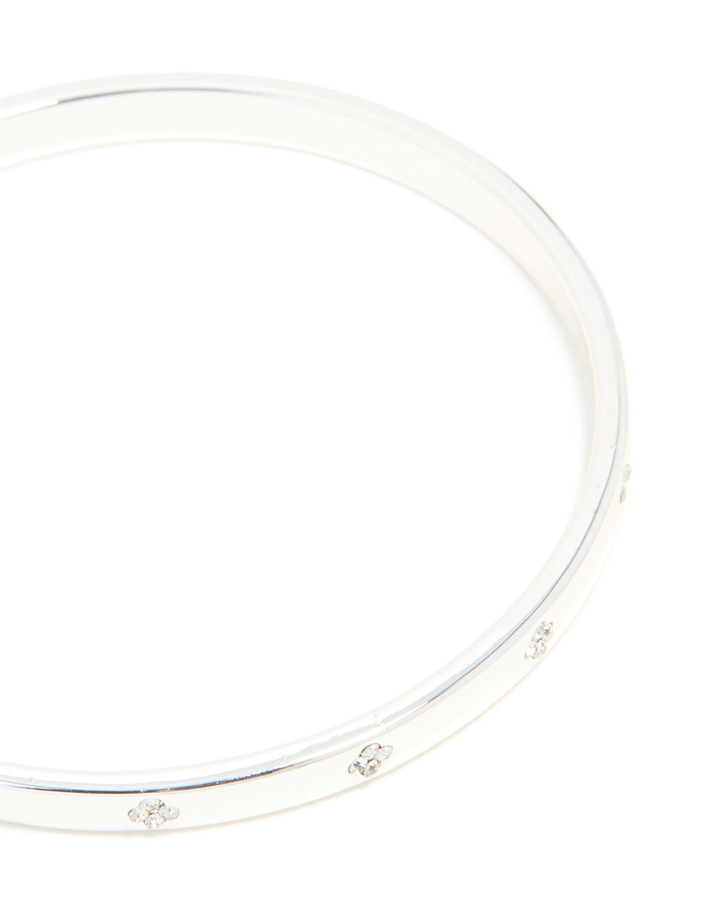 Silver Plated Diamante Flower Bangle