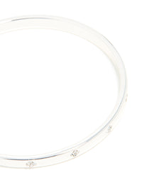 Silver Plated Diamante Flower Bangle - link has visual effect only