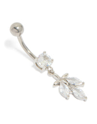 Titanium Diamante Leaf Drop Belly Bar - link has visual effect only