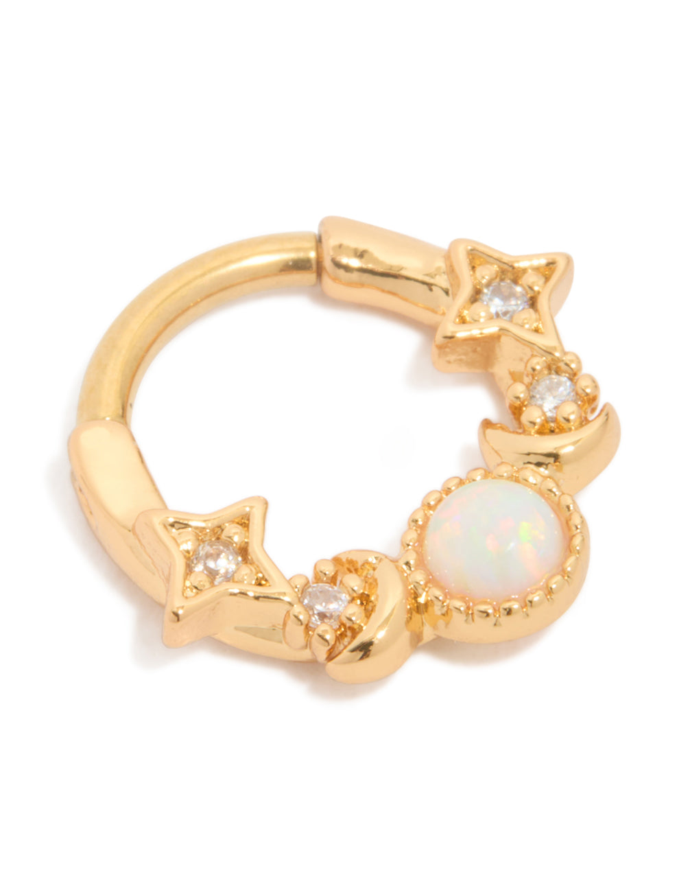 Gold Plated Titanium Celestial Opal Clicker Ring