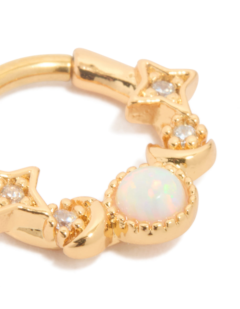 Gold Plated Titanium Celestial Opal Clicker Ring