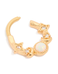 Gold Plated Titanium Celestial Opal Clicker Ring - link has visual effect only