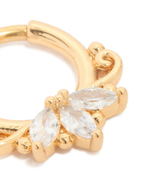 Gold Plated Titanium Diamante Marquise Detail Clicker Ring - link has visual effect only