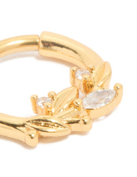 Gold Plated Titanium Cubic Zirconia Leaf Vine Clicker Ring - link has visual effect only