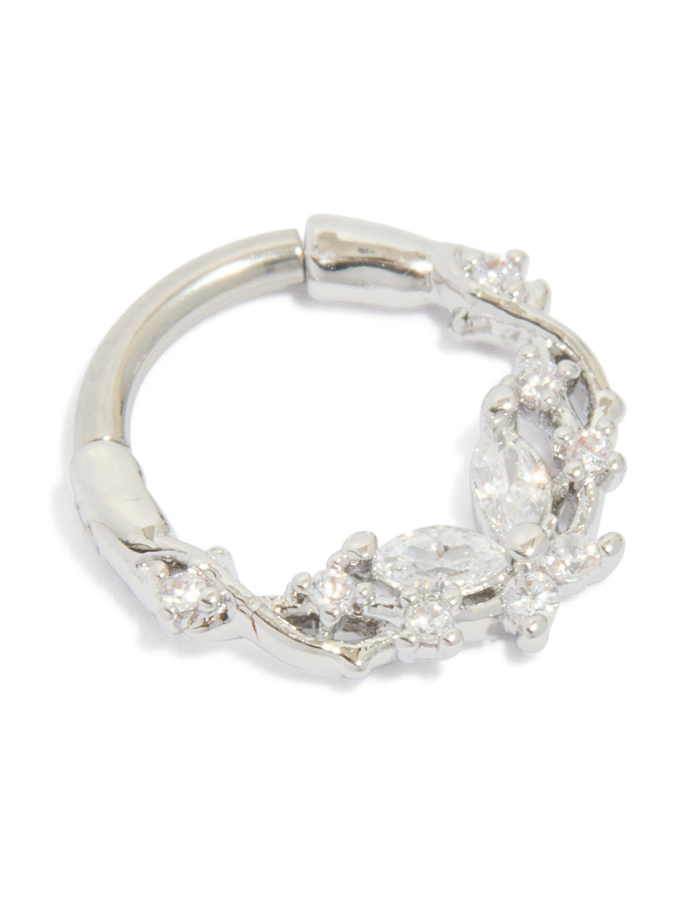 Titanium Diamante Detail Clicker Ring