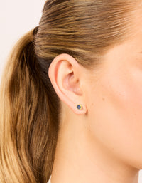 Waterproof Gold Plated Stainless Steel Tanzanite Cubic Zirconia December Birthstone Bezel Earrings - link has visual effect only