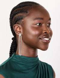 Silver Diamante Knotted Tassel Drop Earrings - link has visual effect only