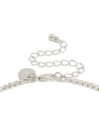 Silver Blue Diamante V-Shaped Pendant Necklace & Earrings Set - link has visual effect only