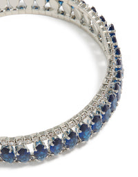 Silver Mini Blue Diamantes Wrist Cuff - link has visual effect only