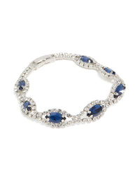 Silver Blue Diamante Shiny Pears Bracelet - link has visual effect only