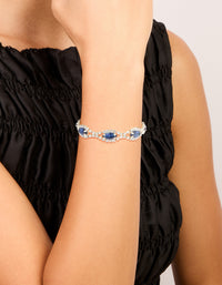 Silver Blue Diamante Shiny Pears Bracelet - link has visual effect only