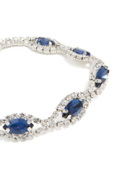 Silver Blue Diamante Shiny Pears Bracelet - link has visual effect only