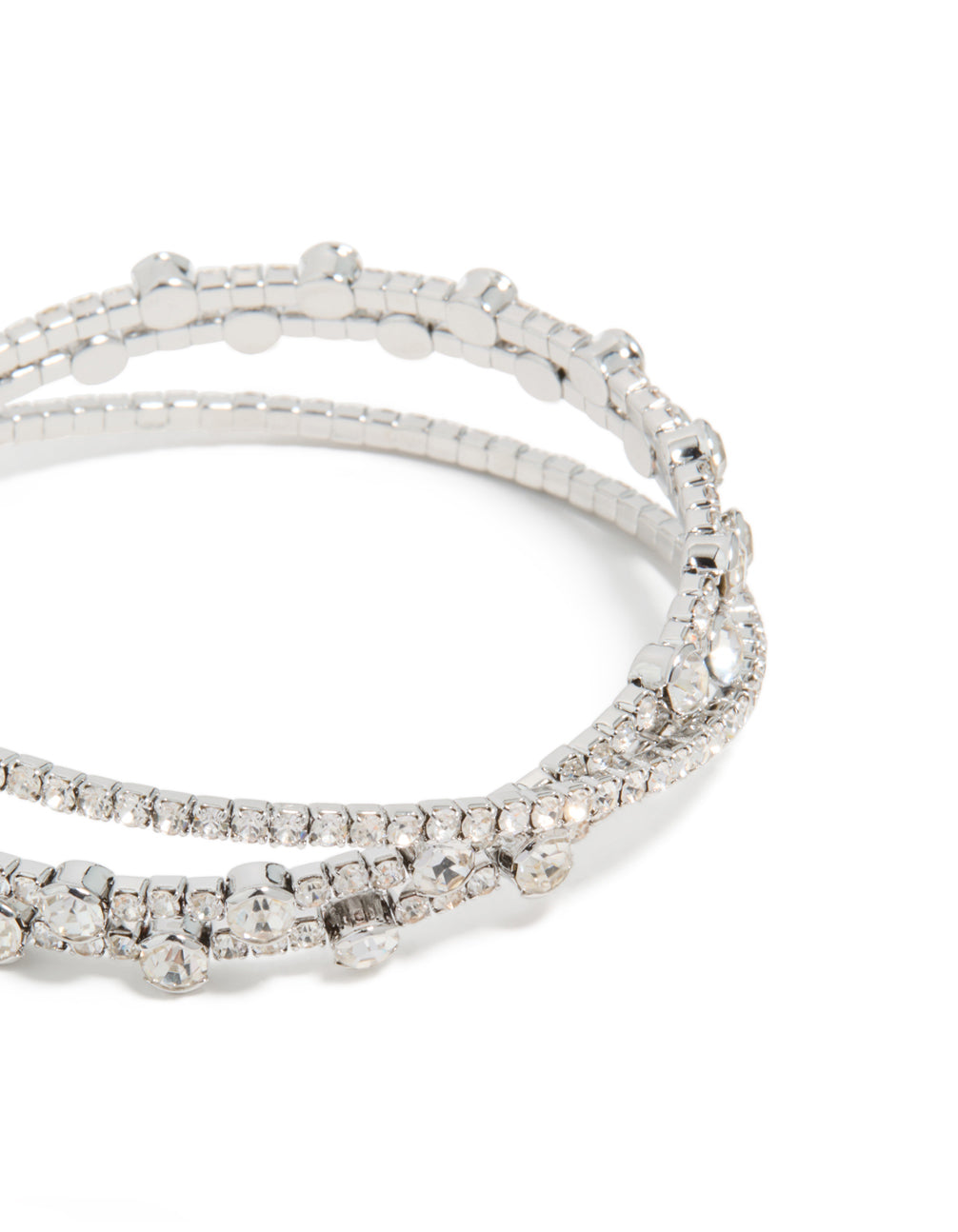 Silver Diamante Crossed Circle Wrist Cuff