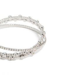 Silver Diamante Crossed Circle Wrist Cuff - link has visual effect only