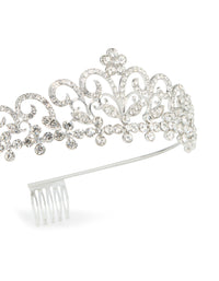 Silver Diamante Princess Tiara Headband - link has visual effect only