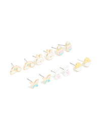 Kids Gold Bunny & Chick Earrings 6-Pack - link has visual effect only
