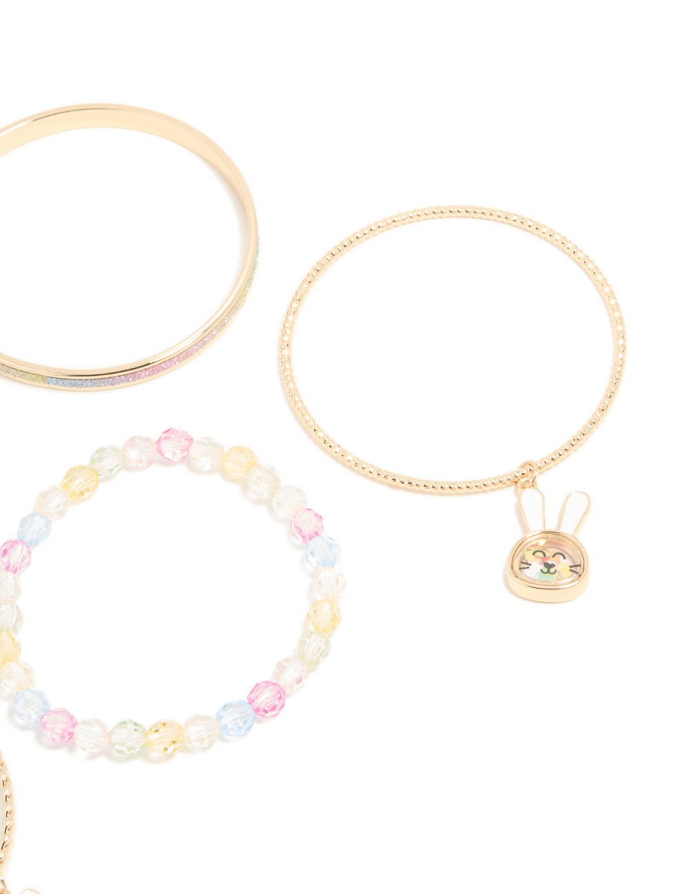 Kids Gold Easter Bunny Shaker & Daisy Bangles 5-Pack