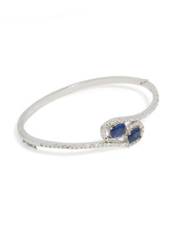Silver Sapphire Blue Cubic Zirconia Lovely Wrap Around Bangle - link has visual effect only