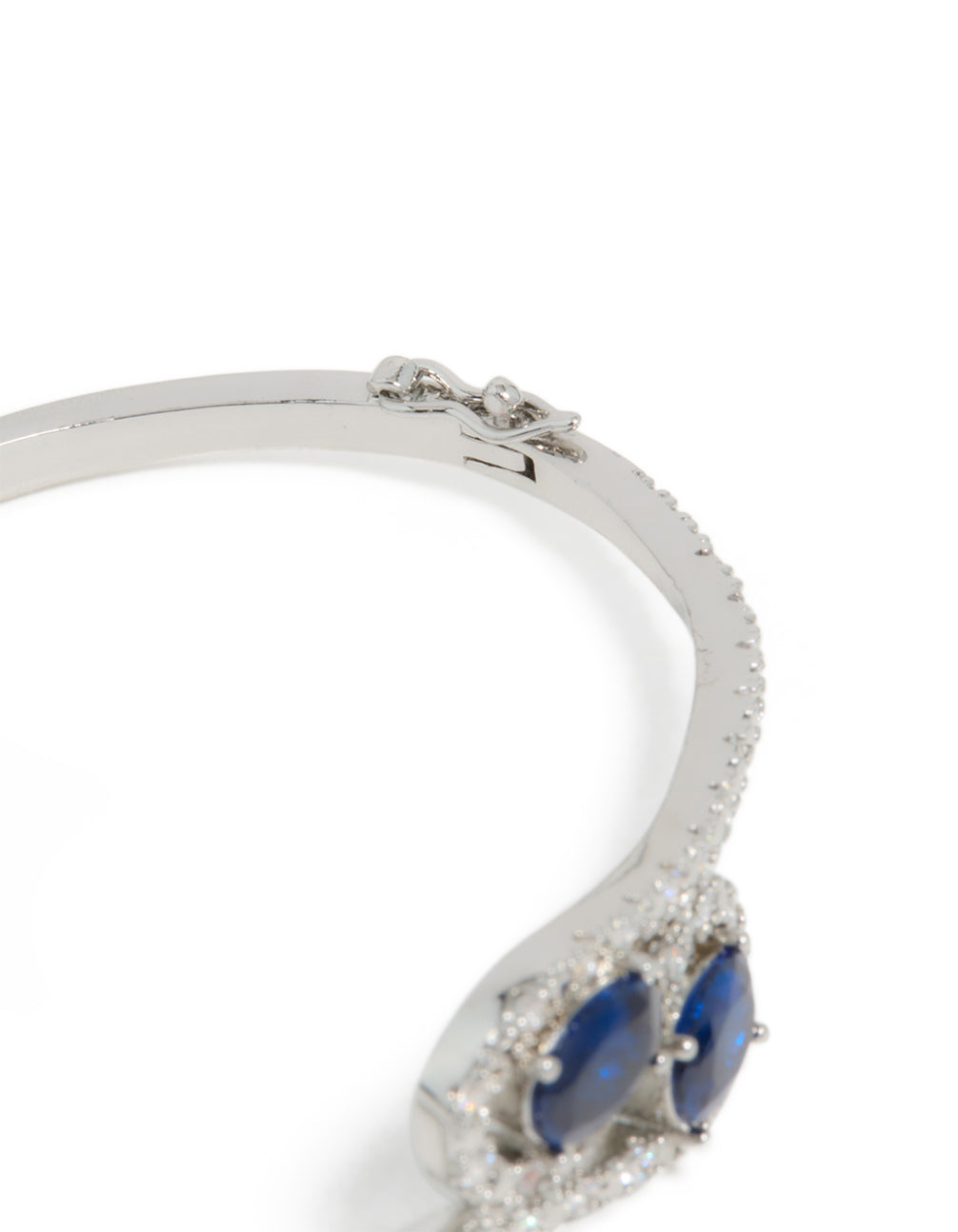 Silver Sapphire Blue Cubic Zirconia Lovely Wrap Around Bangle