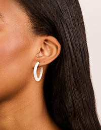 Gold White Enamel Irregular Hoop Earrings - link has visual effect only