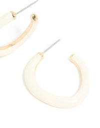 Gold White Enamel Irregular Hoop Earrings - link has visual effect only