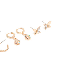 Gold Butterfly & Ladybird Earrings 4-Pack - link has visual effect only