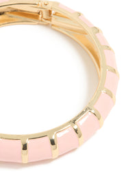 Gold Pink Enamel Stripe Bangle - link has visual effect only