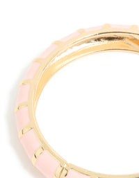 Gold Pink Enamel Stripe Bangle - link has visual effect only