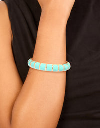 Gold Aqua Enamel Stripe Bangle - link has visual effect only