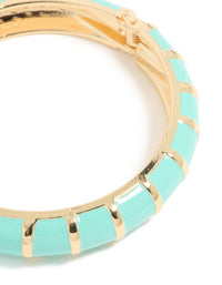 Gold Aqua Enamel Stripe Bangle - link has visual effect only