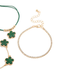 Gold Tennis & Cord Flower Bracelets 3-Pack - link has visual effect only