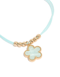 Gold Cubic Zirconia Tennis & Cord Light Blue Flower Charm Bracelets 3-Pack - link has visual effect only
