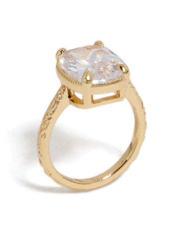 Gold Plated Vintage Cubic Zirconia Ring